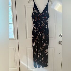Kaileigh Black Jumpsuit with Vibrant Floral Design